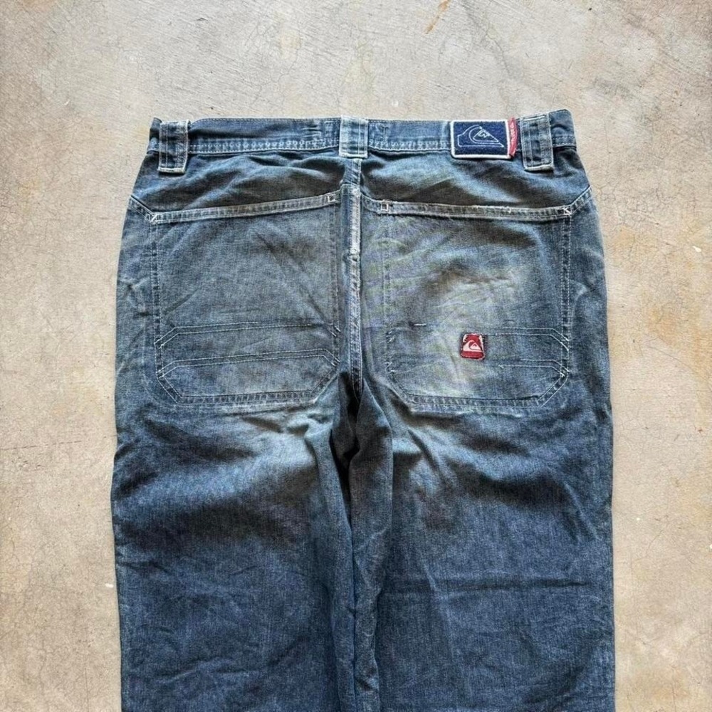 Baggy Quiksilver Wide Leg Denim Jeans Surf Summer Vintage Y2K 34x33 - Picture 2 of 7